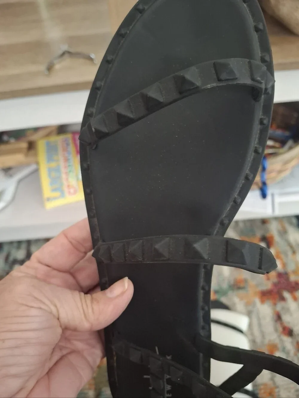 Nicole Miller Black Pyramid-Stud Gladiator Flat Sandals - Picture 2 of 5